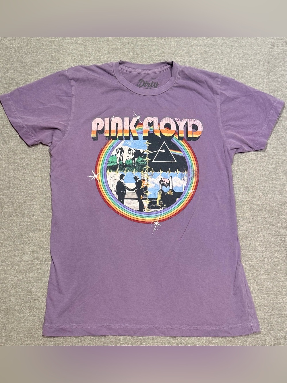 Pink Floyd Lavender Purple Tee with Rainbow Graphic